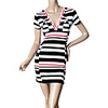 Überhaupt-Hübsch Damen Deep V-Ausschnitt,  Streifen-Freizeitpullover,  figurbetontes Kleid
