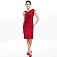 Überhaupt-Hübsch Frauen Asymmetrische Solid Color Ärmelloses,  figurbetontes Kleid Red Demitoilet