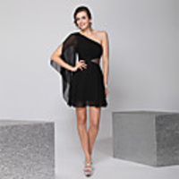 Überhaupt-Hübsch Frauen Chiffon-Schulter-Solid Color Demitoilet Kleid