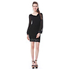 Überhaupt-Hübsch Frauen Langarm-Solid Color Bodycon Kleid Demitoilet