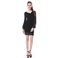 Überhaupt-Hübsch Frauen Langarm-Solid Color Bodycon Kleid Demitoilet