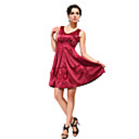 Überhaupt-Hübsch Frauen mit V-Ausschnitt hohe Taille Solid Color Ärmelloses Kleid