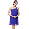 Überhaupt-Hübsch Frauen One Shoulder Chiffon Freizeit Solid Color Blau Demitoilet Kleid