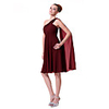 Überhaupt-Hübsch Frauen One Shoulder Solid Color Falte Chiffon-Kleid Wein Demitoilet