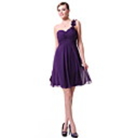 Überhaupt-Hübsch Frauen Solid Color One-Shoulder-Kleid Falte Lila Demitoilet