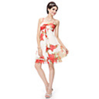 Überhaupt-Hübsch Frauen Strap-Blumendruck Chiffon-Kleid Demitoilet