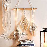 Boho handgewebte Makramee Wandbehang Ornament Boho Boho Art Decor Home Schlafzimmer Wohnzimmer Dekoration Nordic Handarbeit Quaste Baumwollblatt Lightinthebox