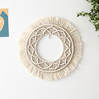 Boho handgewebte Makramee Wandbehang Ornament Boho Boho Art Decor Home Schlafzimmer Wohnzimmer Dekoration Nordic Handarbeit Quaste Baumwolle 3434cm Lightinthebox