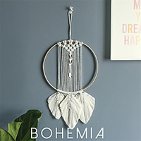 Boho handgewebter Makramee Traumfänger Boho Boho Art Decor hängend Zuhause Schlafzimmer Wohnzimmer Dekoration nordische handgemachte Quaste Baumwollblatt 6730 cm Lightinthebox