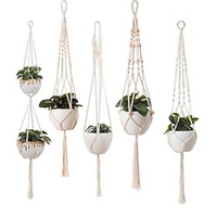 Boho handgewebter Makramee Wandteppich Pflanzenaufhänger Halter Boho Boho Wand hängenden Korb Ornament Kunst Dekor Zuhause Schlafzimmer Wohnzimmer Dekoration Nordic Handarbeit Quaste Baumwolle Lightinthebox