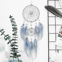 Boho Traumfänger handgemachte Geschenk Wandbehang Dekor Kunst Ornament Handwerk Feder 2 Kreis Perle 46 11cm für Kinderzimmer Hochzeit Festival Lightinthebox