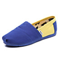 C N Damen Blue And Yellow Leinwand Casual Wohnungen Bootsschuhe Loafers