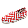 C N Damen Orange und weißem Karo-Muster Leinen Wohnungen Bootsschuhe Loafers