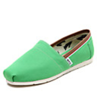 C N Frauen Casual Grün Canvas und Leder Wohnungen Bootsschuhe Loafers