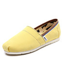 C N Frauen Casual Yellow Canvas und Leder Wohnungen Bootsschuhe Loafers