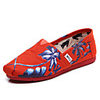 C N Frauen Coconut Tree Pattern Canvas Red Wohnungen Bootsschuhe Loafers