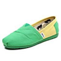 C N Frauen grüne und gelbe Leinwand Casual Wohnungen Bootsschuhe Loafers