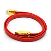 C-Kabel HDMI V1.4 Stecker auf Stecker Kabel Flach Typ Rot für 3D-HD-Fernseher (5M)