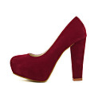 C-Karte für Frauen Elegante rote Closed Toe Suede Platform Pumps Blockabsatz