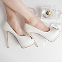 C-Karte für Frauen Weiß Elegante Open Toe PU-Leder-Plattform Stiletto Pumps