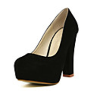 C-Show-Damenmode Closed Toe Suede Platform Pumps Blockabsatz