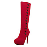 C-Show-Damenmode-Side-Zip Buckle Suede Knies Platform Stiletto Pumps