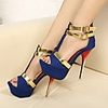 C-Show-Damenmode T-Straps Open Toe PU-Leder-Plattform Stiletto Pumps