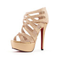 C-Show-Frauen eleganter Cut Out Open Toe PU-Leder-Plattform Stiletto Pumps