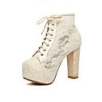 C-Show-Frauen eleganter Cut Out Schnürschuhe Plattform Chunky Heel Pumps