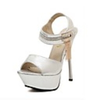 C-Show-Frauen eleganter Open Toe Ankle-Strap PU-Leder-Plattform Stiletto Pumps