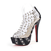 C-Show-Frauen eleganter Rivet Sheer PU-Leder-Plattform Stiletto Pumps