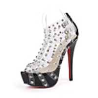 C-Show-Frauen eleganter Rivet Sheer PU-Leder-Plattform Stiletto Pumps