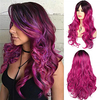 c101 ombre perücke bunt gemischt rosa grün blau lange gewellte lockige perücke mit dunklen wurzeln synthetisches haar für frauen mittelscheitel cosplay halloween karneval perücke 19, 5 zoll Lightinthebox