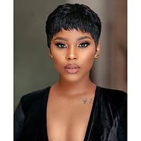 Cabello Natural Remy Perücke Kurz Glatt Natürlich gerade Bob Bubikopf Pixie-Schnitt Stufenhaarschnitt Asymmetrischer Haarschnitt Schwarz Braun Damen Natürlicher Haaransatz Afro-amerikanische Perücke Lightinthebox