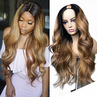 Cabello Natural Remy Perücke Lang Große Wellen U Part Mehrfarbig Schlussverkauf Für Damen dunkler Hautfarbe 100% Jungfrau U-Teil Brasilianisches Haar Damen 20 CM 25 CM 30 CM Lightinthebox