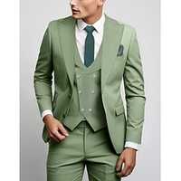 Cachi scuro Himmelblau Salbei Herren Hochzeit Anzüge Suits Einfarbig 3-teiliges Set Ausgefallene Reguläre Passform Einreiher - 1 Knopf 2024