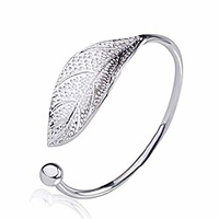 Cadoline versilbert großer Blattarmreifendurchmesser 6, 5 cm ca. verstellbarer Armreif Lightinthebox