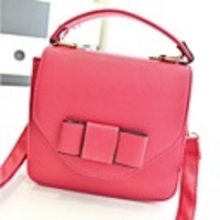 Caelyn Damen Basic Bowknot Solid Color Fuchsia Tote