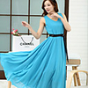 Caelyn Damen High Waist Chiffon ärmellose Kleid Light Blue