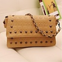 Caelyn Damenmode Khaki Schädel-Muster Rivet Umhängetasche