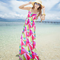 Caelyn Frauen Bohemian drucken Strap Fuchsia Kleid