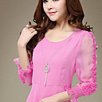 Caelyn Frauen Chiffon-reizvolle Grundbeschichtung Fuchsia Shirt