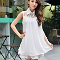 Caelyn Frauen Chiffon-Revers Split Joint Weißes Kleid