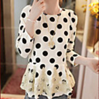 Caelyn Frauen Dot Print Lace Swing-Weißes Hemd