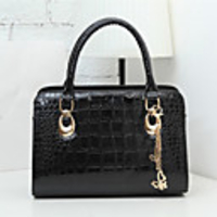 Caelyn Frauen eleganter Alligator-Haut-Muster Solid Color Schwarz Tote