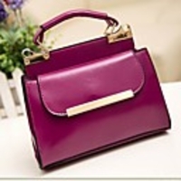 Caelyn Frauen eleganter Solid Color PU-Leder Schwarz Lila Tote