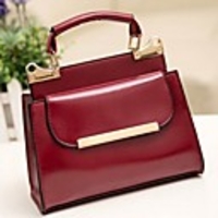 Caelyn Frauen eleganter Solid Color PU-Leder Schwarz Rot Tote
