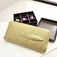Caelyn Frauen lange Alligator-Haut-Muster Goldene Handtasche