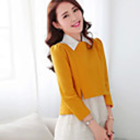 Caelyn Frauen Mesh-Pan-Kragen gelben Kleid