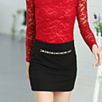 Caelyn Frauen Mini Bodycon Schwarzer Rock